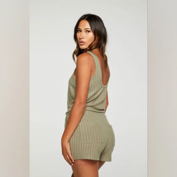 NWT Chaser Poor Boy Rib Double Scoop Tank Romper - Picture 4 of 12
